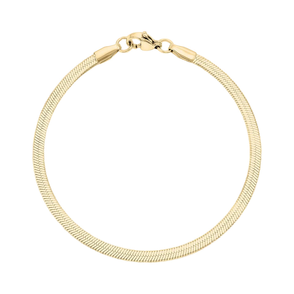 Gold bracelet on a white background