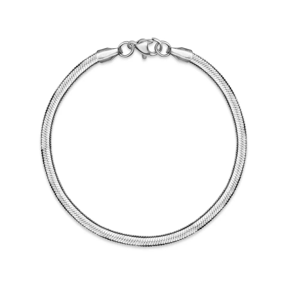 Silver bracelet on a white background