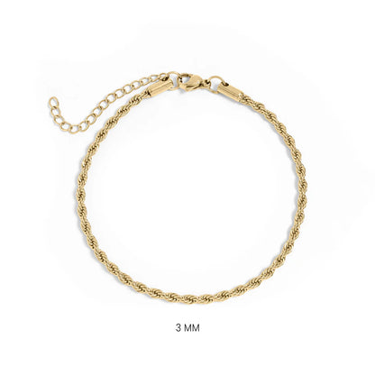 Gold bracelet on a white background with '3 MM' text