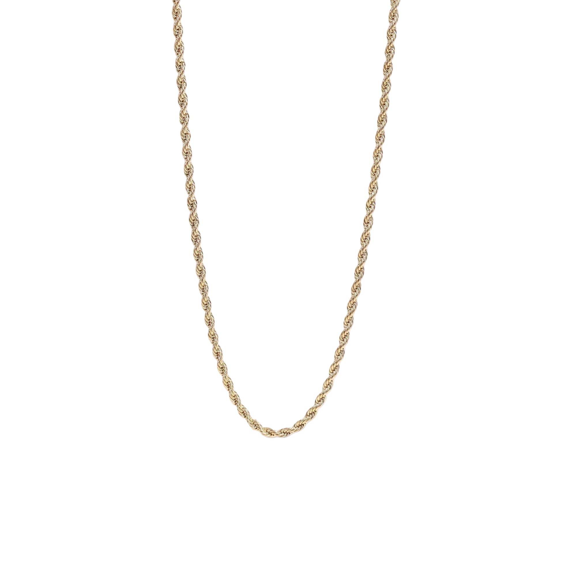 Rope necklace on white background